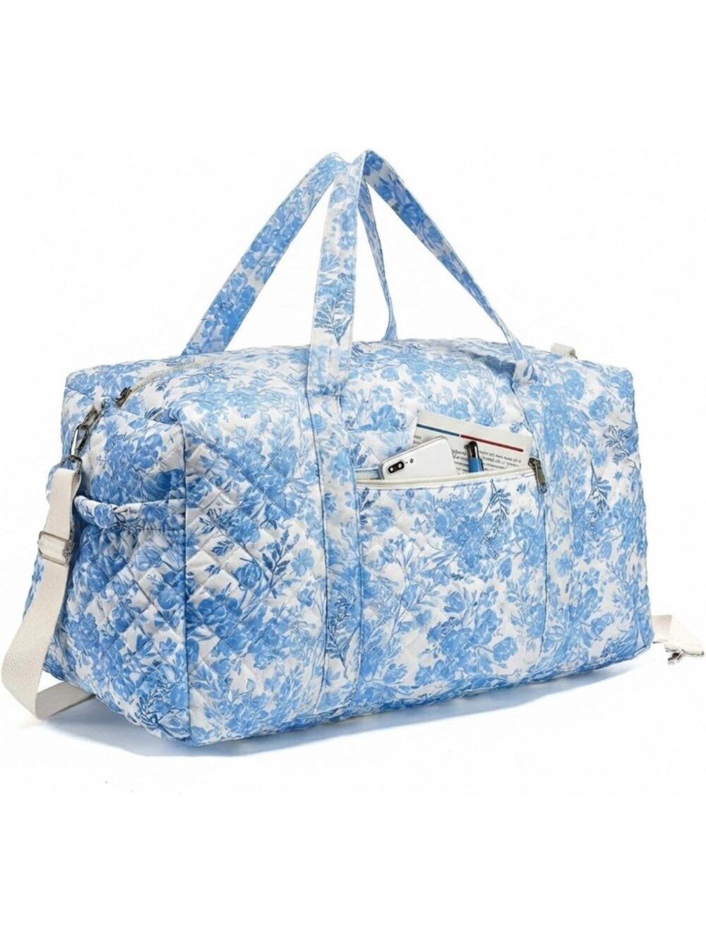Spacious Floral Quilted Travel Duffle Bag for Women - Stylish & Versatile